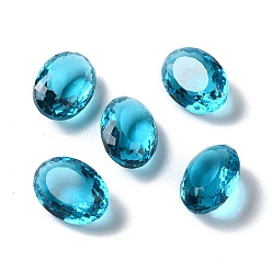 Темно-Голубой Прозрачные стеклянные кабошоны со стразами, граненые, назад назад, овальные, глубокое синее небо, 14x10x6 мм