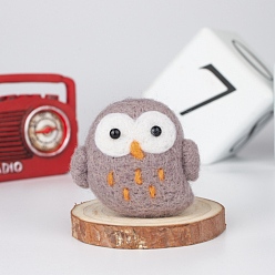 Owl Cartoon Animal Shape Needle Felting Starter Kit, with Plastic Craft Eye & Foam, Needle Felting Kit for Beginners Arts, Owl Pattern, 100x80x25mm