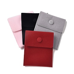 Mixed Color Velvet Jewelry Storage Pouches, Rectangle Jewelry Bags with Snap Fastener, for Earrings, Rings Storage, Mixed Color, 9.7~9.75x7.9cm