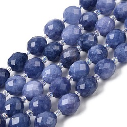 Морской Синий Натуральный Malaysia нефритовые бусы пряди, в форме риса, окрашенные, граненые, с бисером, Marine Blue, 9~10x8~8.5 мм, отверстие : 1.2 мм, около 31~32 шт / нитка, 14.57'' (37 см) ~ 14.96'' (38 см)