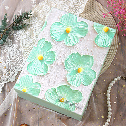 Аквамарин Картонная подарочная коробка комплект ювелирных изделий коробки, Для кольца, серьга, цветок, аквамарин, 15x11x7.5 см