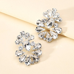 Прозрачный Сверкающие геометрические серьги с когтями из сплава и стеклянными камнями — смелое эффектное украшение для женщин, прозрачные, Размер 1