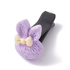 Lilac Rabbit with Bowknot Resin Car Air Vent Clips, Automotive Interior Trim, with Magnetic Ferromanganese Iron & Plastic Clip, Lilac, 25x17x34mm
