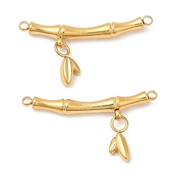 Настоящее золото 18K 304 подвески из нержавеющей стали, бамбуковая ссылка, реальный 18 k позолоченный, 14x30x3.5 мм, отверстие : 1.6 мм