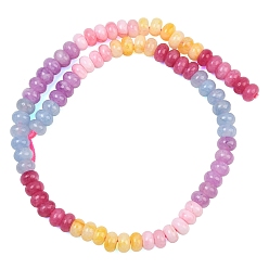 Mixed Color Dyed Natural White Jade Beads Strands, Smooth Rondelle, Mixed Color, 8x4.5mm, Hole: 0.7mm, about 79pcs/strand, 15.94''(40.5cm)