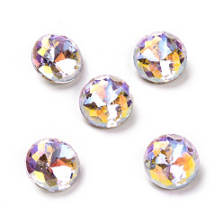 Light Rose AB Light AB Style K9 Glass Rhinestone Cabochons, Flat Back & Back Plated, Diamond, Light Rose AB, 10x5.6mm