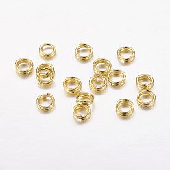 Golden Iron Split Rings, Double Loops Jump Rings, Cadmium Free & Lead Free, Golden, 7x1.4mm, about 6.3mm inner diameter, about 12000pcs/1000g
