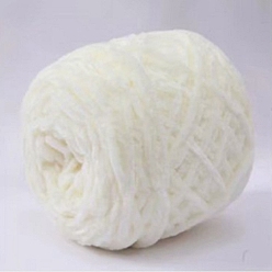 Snow Wool Chenille Yarn, Velvet Cotton Hand Knitting Threads, for Baby Sweater Scarf Fabric Needlework Craft, Snow, 5mm, 95~100g/skein