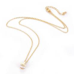 Golden 304 Stainless Steel Pendant Necklaces, with Cubic Zirconia, Crown, Golden, 18.1 inch(46cm), Pendant: 12.5x9x5.5mm