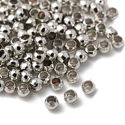 Платина Латунь обжимной конечных бусы, без кадмия, без никеля и без свинца, рондель, платина, диаметром около 2 мм , 1.2 мм длиной, отверстие : 1.2 мм