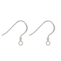 Silver 925 Sterling Silver Earring Hooks, with 925 Stamp, Silver, 16x19x1.4mm, Hole: 1.5mm, 24 Gauge, Pin: 0.5mm