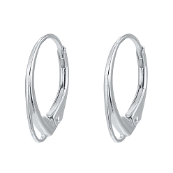 Silver 925 Sterling Silver Leverback Hoop Earring Findings, Silver, 17x11x1.5mm, Hole: 3.5x1mm, Pin: 0.8mm, about 15pairs/20g
