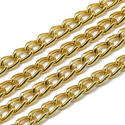 Goldenrod Unwelded Aluminum Curb Chains, Goldenrod, 4.4x3x0.8mm, about 100m/bag
