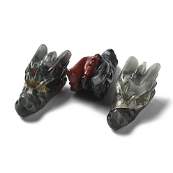 Bloodstone Natural African Bloodstone Healing Dragon Head Figurines, Reiki Energy Stone Display Decorations, for Home Feng Shui Ornament, 42~45x18~21x18~20mm