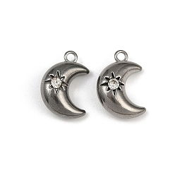 Кристалл 304 подвески из нержавеющей стали, со стразами, лунное очарование, кристалл, 15.5x10.5x5.5 мм, отверстие : 1.6 мм