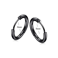 Black - 8mm Stainless Steel Earrings - Ear Hoop, Pendant, Ear Clip, Ear Decoration.