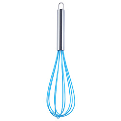 Темно-Голубой 201 взбиватель яиц из нержавеющей стали, с силиконовой головкой, инструмент для выпечки своими руками, глубокое синее небо, 300x70 мм