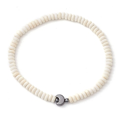 Луна Синтетические бирюзовые бусины эластичные браслеты для женщин и мужчин, с синтетическим гематитом и латунью, луна, внутренний диаметр: 2-1/8 дюйм (5.5 см), Луна: 7x6x3 мм