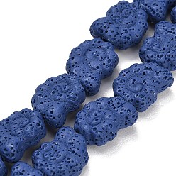 Темно-Синий Бусы из натуральной лавы, окрашенные, спиральная оболочка, темно-синий, 16~17x13x6.5 мм, отверстие : 1.2 мм, около 26 шт / нитка, 16.34~16.54'' (41.5~42 см)