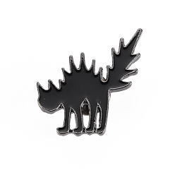Black Alloy Enamel Brooches, Enamel Pins, with Brass Butterfly Clutches, Cat Shape, Cadmium Free & Nickel Free & Lead Free, Gunmetal, Black, 27.5x28mm, Pin: 1mm