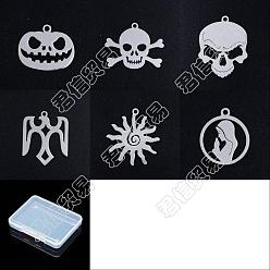 Stainless Steel Color Unicraftale 12Pcs 6 Style 201 Stainless Steel Pendants, Mixed Shapes, Stainless Steel Color, 2pcs/style