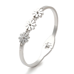 Нержавеющая Сталь Цвет Регулируемый цветок вакуумное покрытие 304 браслеты из нержавеющей стали для женщин, цвет нержавеющей стали, внутренний диаметр: 1-3/4x2-3/8 дюйм (4.6x5.9 см)