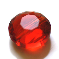 Red Imitation Austrian Crystal Beads, Grade AAA, Faceted, Flat Round, Red, 12x6.5mm, hole: 0.9~1mm
