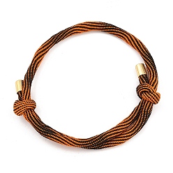 Темно-Оранжевый Браслеты из нейлонового шнура, с латунной фурнитурой , золотые, долговечный, стойки покрытие, темно-оранжевый, внутренний диаметр: 1-5/8~3-1/8 дюйм (4~8 см)