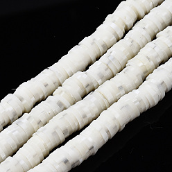 Lin Brin de perles pate polymère faits à la main , pour les fournitures de bricolage bijoux artisanat, perles heishi, disque / plat rond, linge, 6x0.5~1mm, Trou: 1.8mm, Environ 320~447 pcs/chapelet, 15.75 pouces ~ 16.14 pouces (40~41 cm)