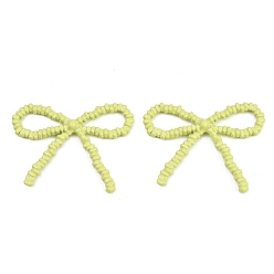 Green Spray Painted Alloy Pendants, Bowknot Charms, Cadmium Free & Nickel Free & Lead Free, Green, 29x38x4mm, Hole: 13x6mm
