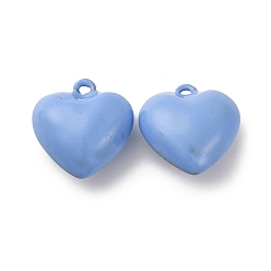 Светлый Стально-синий Латунь эмаль подвески, сердце, стойки покрытие, долговечный, без кадмия и без свинца, светло-стальной синий, 21.5x20.5x10.5 мм, отверстие : 1.5 мм