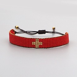 MI-B200258A Minimalist Ethnic Style Handmade Miyuki Beaded Cross Bracelet for Couples