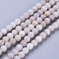 Natural Agate Natural White Agate Beads Strands, Round, 4.5mm, Hole: 0.9mm, about 85pcs/Strand, 15.35 inch(39cm)