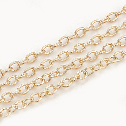 Real 18K Gold Plated Brass Cable Chains, Soldered, with Spool, Oval, Real 18K Gold Plated, 2.5x2.1x0.4mm, about 98.42 Feet(30m)/roll