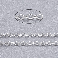 Серебро Латунные кабельные цепи, с катушкой, овальные, без кадмия и без свинца, долговечный, серебряный цвет гальваническим, 2x1.5x0.35 мм, около 32.8 футов (10 м) / рулон