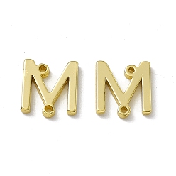 Letter M Rack Plating Brass Connector Charms, Real 18K Gold Plated, Long-Lasting Plated, Cadmium Free & Nickel Free & Lead Free, Letter Links, Letter.M, 10.5x9.5x1.5mm, Hole: 1mm