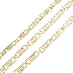 Real 18K Gold Plated Rectangle Alloy Link Chains, with Spool, Cadmium Free & Nickel Free & Lead Free, Unwelded, Real 18K Gold Plated, 28x10x2mm, about 32.81 Feet(10m)/Roll