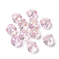 Misty Rose Transparent Acrylic Beads, Cat Paw, AB Color, Misty Rose, 15x13x10.5mm, Hole: 2.7mm