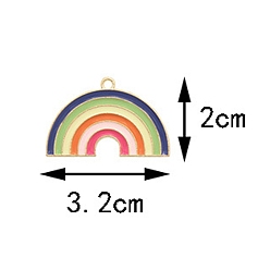 Rainbow Golden Alloy with Enamel Pendants, Pride Rainbow Flag Theme, Rainbow, 32x20mm