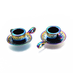 Rainbow Color Rainbow Color Alloy Pendants, Cadmium Free & Nickel Free & Lead Free, Cup, 26x18.5x8.5mm, Hole: 2x3.5mm
