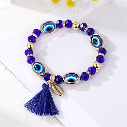 Tassel bracelet Unique Pearl Bracelet with Devil Eye Charm and Fashionable Tassel Pendant