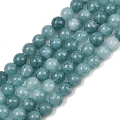 Dark Cyan Natural Dyed White Jade Beads Strands, Smooth Round, Dark Cyan, 6mm, Hole: 1mm, about 62pcs/strand, 14.96''(38cm)