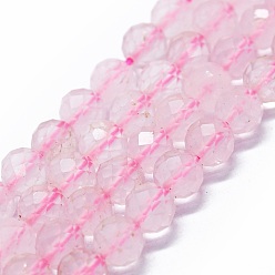 Rose Quartz Natural Rose Quartz Beads Strands, Faceted(64 Facets), Round, 6mm, Hole: 0.8mm, about 62~67pcs/strand, 15.16~15.55 inch(38.5~39.5cm)
