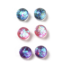 Mixed Color Resin Imitation Opal Cabochons, with Glitter Powder, Rondelle, Mixed Color, 4x3mm