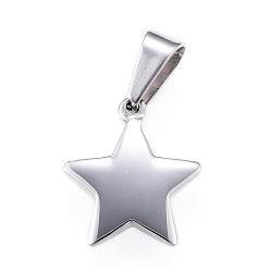 Stainless Steel Color 304 Stainless Steel Charms, Star, Stainless Steel Color, 15x13x2.5mm, Hole: 7x3.5mm