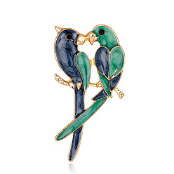 Green Christmas Theme Parrot Enamel Pin, Golden Alloy Brooch for Backpack Clothes, Golden, 61x30mm