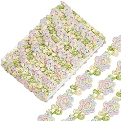 Colorful Polyester Ribbon, Floral Pattern, Flat, Garment Accessories, Colorful, 3/4 inch(18x1.5mm)