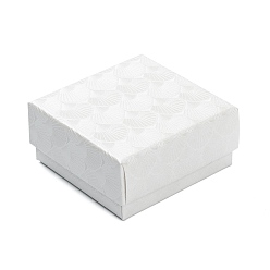 White Cardboard Gift Box Jewelry Set Box, for Necklace, Bracelets, with Black Sponge Inside, Square, White, 7.5x7.5x3.6cm, Inner Diameter: 7x7cm