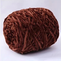 Coconut Brown Wool Chenille Yarn, Velvet Cotton Hand Knitting Threads, for Baby Sweater Scarf Fabric Needlework Craft, Coconut Brown, 5mm, 95~100g/skein