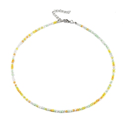 Orange Bling Glass Beaded Necklace for Women, Orange, 16.93 inch(43cm)